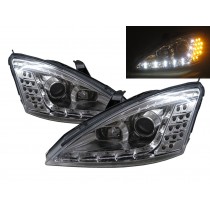 CrazyTheGod Focus First generation 1998-2001 Hatchback/Wagon 5D LED Bar Projector Headlight Headlamp Chrome EU for FORD LHD