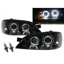 CrazyTheGod LASER KN/KQ 2000-2005 Sedan 4D Guide LED Halo Dual Projector Headlight Headlamp Black Taiwan for FORD LHD