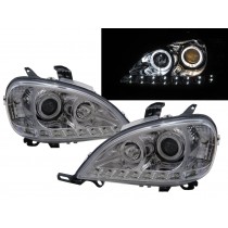 CrazyTheGod Columbia 1996-2015 Truck Guide LED Angel-Eye Projector Headlight Headlamp Chrome for Freightliner RHD