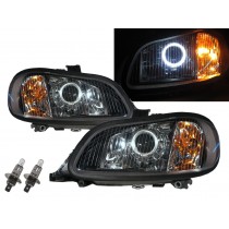 CrazyTheGod M2 2002-Present Truck 2D Guide LED Angel-Eye Projector Headlight Headlamp Black for Freightliner RHD