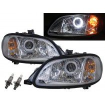 CrazyTheGod M2 2002-Present Truck 2D Guide LED Angel-Eye Projector Headlight Headlamp Chrome for Freightliner LHD