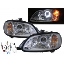 CrazyTheGod M2 2002-Present Truck 2D Guide LED Angel-Eye Projector HID Headlight Headlamp Chrome for Freightliner RHD