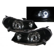 CrazyTheGod Sedici First generation 2007-2013 Hatchback 5D Guide LED Angel-Eye Projector Headlight Headlamp Black US for Fiat LHD