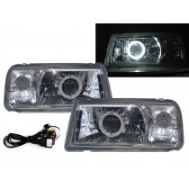 CrazyTheGod Tracker First generation 88-98 Convertible/SUV 2D/4D Guide LED Halo Headlight Headlamp Chrome V1 for CHEVROLET CHEVY RHD