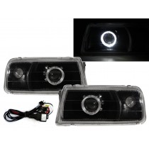 CrazyTheGod Tracker First generation 1988-1998 Convertible/SUV 2D/4D Guide LED Angel-Eye Projector Headlight Headlamp Black V1 for CHEVROLET CHEVY RHD