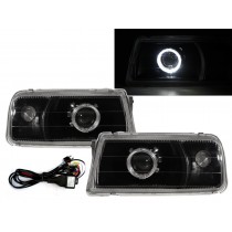 CrazyTheGod Tracker 1988-1998 Convertible 2D Guide LED Angel-Eye Projector Headlight Headlamp Black V1 for GEO LHD