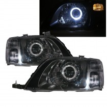 CrazyTheGod CR-V CRV RD1-RD3 First generation 1996-2001 SUV 5D Guide LED Angel-Eye Projector Headlight Headlamp Black for HONDA LHD