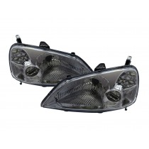 CrazyTheGod Civic EU/ES/EP/EM Seventh generation 2001-2003 Sedan/Coupe 2D/4D Clear Headlight Headlamp Chrome US for HONDA LHD