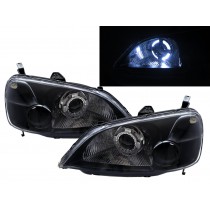 CrazyTheGod CIVIC EU/ES/EP/EM Seventh generation 2001-2003 Sedan/Coupe 2D/4D Guide LED Angel-Eye Projector Headlight Headlamp Black for HONDA LHD