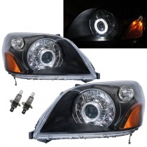 CrazyTheGod Pilot YF1/2 First generation 2003-2005 SUV 5D Guide LED Angel-Eye Projector Halogen Headlight Headlamp Black for HONDA RHD