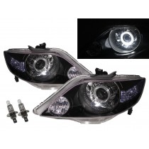 CrazyTheGod City ZX Fourth generation 2006-2008 Facelift Sedan 4D Guide LED Angel-Eye Projector Headlight Headlamp Black for HONDA RHD