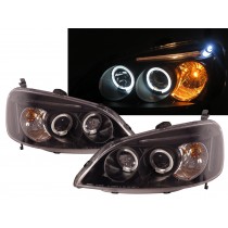 CrazyTheGod CIVIC Seventh generation 2001-2003 Sedan 2D/4D Angel-Eye Projector Headlight Headlamp Black for HONDA RHD