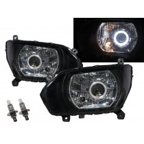 CrazyTheGod 500 Fifth generation 2015-Present Truck 2D Guide LED Angel-Eye Projector Headlight Headlamp W/ Motor Black for HINO LHD