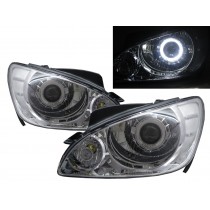 CrazyTheGod Getz/Click 2005-2011 Facelift Hatchback 3D/5D Guide LED Angel-Eye Projector Headlight Headlamp Chrome for HYUNDAI RHD
