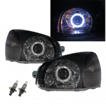 CrazyTheGod Santa FE SM First generation 2003-2006 FACELIFT Wagon 5D Guide LED Angel-Eye Projector Headlight Headlamp Black US V2 for HYUNDAI LHD
