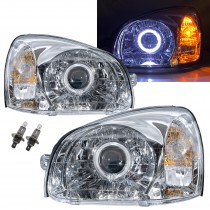 CrazyTheGod Santa FE SM First generation 2000-2006 Wagon 5D Guide LED Angel-eye Projector Headlight Headlamp Chrome V2 for HYUNDAI LHD