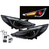 CrazyTheGod SONATA YF Sixth generation 2009-2014 Sedan 4D Bi-Projector LED Dynamic Turn Signal Headlight Headlamp Black for HYUNDAI LHD