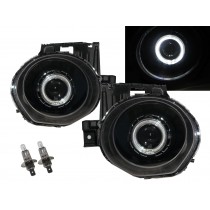 CrazyTheGod ESQ First generation 2014-Present Hatchback/SUV 5D Guide LED Angel-Eye Projector Headlight Headlamp Black US for INFINITI RHD