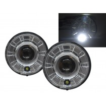 CrazyTheGod Motorcycles LED 7 inch Round Projector Headlight Headlamp Chrome V2 for Harley Davidson LHD