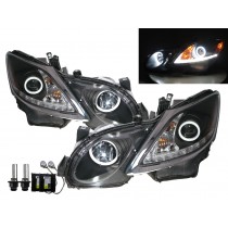 CrazyTheGod GS350 GS450h S190 Third generation 2006-2011 Sedan 4D Cotton Halo Projector Headlight Headlamp Black for LEXUS LHD