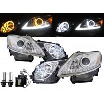 CrazyTheGod GS350 GS450h S190 Third generation 2006-2011 Sedan 4D Cotton Halo HID D4S Headlight Headlamp Chrome for LEXUS LHD