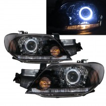 CrazyTheGod Airtrek LA-CU4W First generation 2003-2005 Wagon 5D Guide LED Angel-Eye Projector Headlight Headlamp Black US 9007 for Mitsubishi LHD