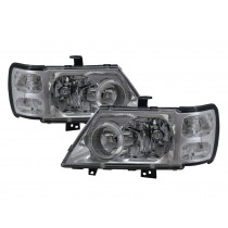 CrazyTheGod Freeca 2001-2003 Wagon/Truck 2D/5D Clear Headlight Headlamp Chrome for Mitsubishi LHD