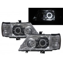 CrazyTheGod Jolie 2001-2003 Wagon/Truck 2D/5D Guide LED Angel-Eye Projector Headlight Headlamp Chrome for Mitsubishi LHD