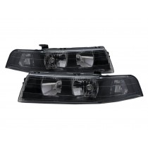 CrazyTheGod LANCER 1998-2001 Sedan 4D Clear Headlight Headlamp Black V2 for Mitsubishi LHD