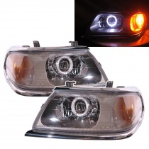 CrazyTheGod Montero Sport First generation 2000-2006 SUV 5D Guide LED Angel-Eye Headlight Headlamp W/O Motor Chrome EU for Mitsubishi RHD