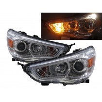 CrazyTheGod Outlander Sport Third generation 2010-Present SUV 5D Halogen Projector Headlight Headlamp W/ Motor Chrome V2 for Mitsubishi RHD