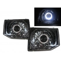CrazyTheGod SHOGUN V20 Second generation 91-99 SUV Guide LED Angel-Eye Projector Headlight Headlamp Black for Mitsubishi RHD