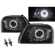 CrazyTheGod Storm 1996-2001 Wagon/Pickup 2D/4D/5D Guide LED Angel-Eye Projector Headlight Headlamp Black for Mitsubishi RHD