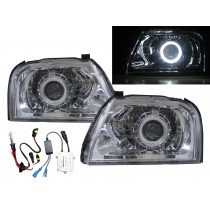 CrazyTheGod Storm 1996-2001 Wagon/Pickup 2D/4D/5D Guide LED Angel-Eye Projector HID Headlight Headlamp Chrome for Mitsubishi RHD