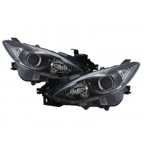 CrazyTheGod Mazda3/Axela BM/BN Third generation 2013-2017 Sedan/Hatchback 4D/5D Clear Headlight Headlamp W/ Motor Black for MAZDA LHD