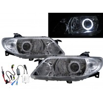 CrazyTheGod Protege BJ Eighth generation 2001-2003 Facelift Sedan/Hatchback/Wagon 4D/5D Guide LED Angel-Eye Projector HID Headlight Headlamp Chrome for MAZDA LHD