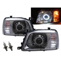 CrazyTheGod NAVARA D22 First generation 2007-Present Pickup 4D Guide LED Angel-Eye Projector Headlight Headlamp Chrome China for NISSAN RHD