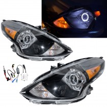 CrazyTheGod Latio N17 2014-2020 Facelift Sedan 4D Guide LED Angel-Eye Projector HID Headlight Headlamp Black US V2 for NISSAN RHD