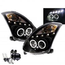 CrazyTheGod Skyline V35/CV35 2003-2007 Coupe 2D LED Halo Projector HID Headlight Headlamp Black V2 for NISSAN RHD
