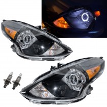 CrazyTheGod Sunny N17 2014-2020 Facelift Sedan 4D Guide LED Angel-Eye Projector Halogen Headlight Headlamp Black US V2 for NISSAN LHD