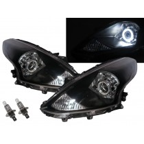 CrazyTheGod VERSA N17 Second generation 2014-present Facelift Sedan 4D Guide LED Angel-Eye Projector Headlight Headlamp Black for NISSAN LHD