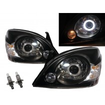 CrazyTheGod X-Trail T30 First generation 2006-2008 SUV 5D Guide LED Angel-Eye Projector Headlight Headlamp Black Taiwan for NISSAN RHD