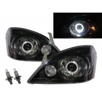 CrazyTheGod X-Trail T30 First generation 2003-2006 SUV 5D Guide LED Angel-Eye Projector Headlight Headlamp Black Taiwan for NISSAN LHD