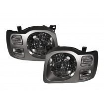 CrazyTheGod Xterra WD22 First generation 2002-2004 FACELIFT SUV 5D Clear Headlight Headlamp Dark Gray for NISSAN LHD