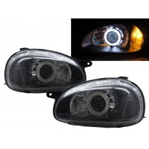 CrazyTheGod Corsa B 1993-2000 Hatchback 3D/5D CCFL Projector Headlight Headlamp Black for OPEL RHD