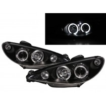 CrazyTheGod 206/206 CC 1998-2002 PRE-FACELIFT Sedan/Hatchback/Coupe/Convertible 2D/3D/4D/5D LED Halo Projector Headlight Headlamp Black for PEUGEOT RHD