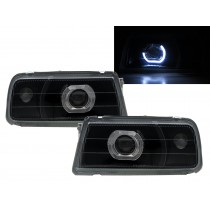 CrazyTheGod Sunrunner First generation 1988-1998 SUV 3D/5D Guide LED Angel-Eye Projector Headlight Headlamp Black V2 for PONTIAC LHD