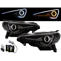 CrazyTheGod FR-S 2012-present Coupe 2D Cotton Halo LED Dynamic Turn Signal D4S Bulb W/S Ballast Headlight Headlamp Black for SCION RHD