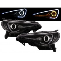 CrazyTheGod BRZ ZN6 2012-present Coupe 2D Cotton Halo LED Dynamic Turn Signal HID D4S Headlight Headlamp Black for SUBARU LHD