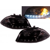 CrazyTheGod IBIZA 2002-2006 6L Projector Headlight LED DRL R8Look BLACK for SEAT LHD